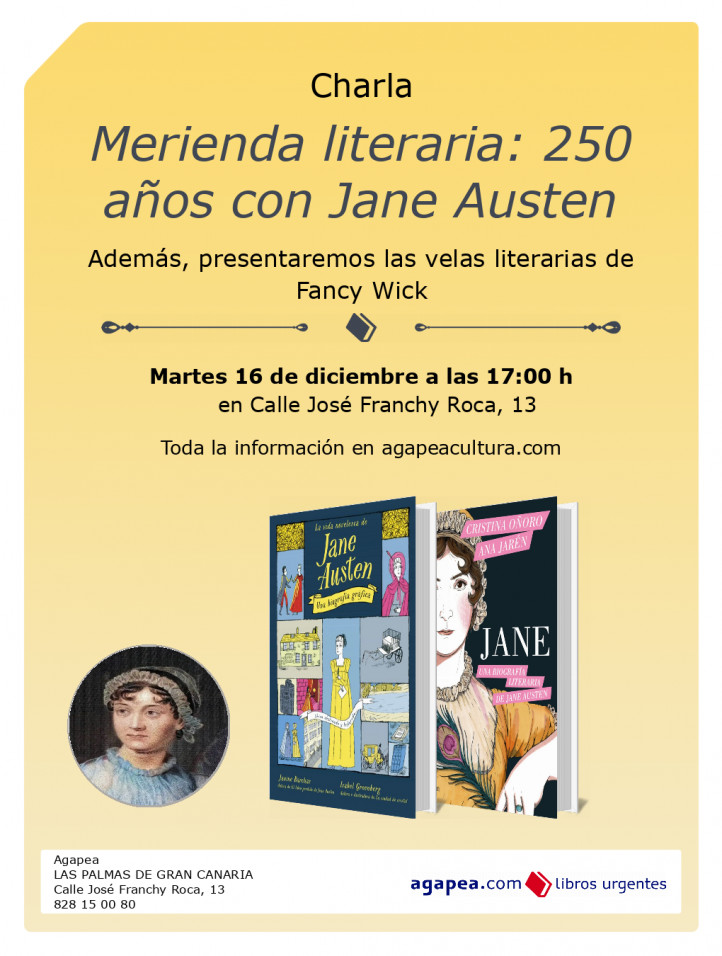 Merienda literaria: Jane Austen, con Rocío Rivera Ocaña en Agapea de Las Palmas de Gran Canaria