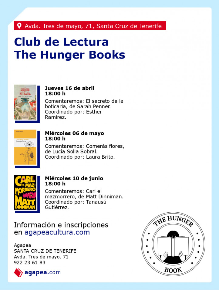 Club de lectura: The Hunger Books. En Agapea Santa Cruz de Tenerife.