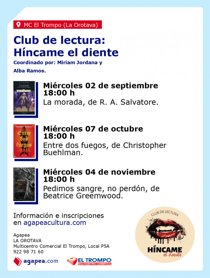 Club de lectura: Híncame el diente. En Agapea La Orotava. Temporada 2026-2027.